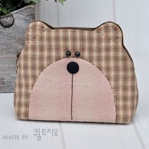 곰 파우치-브라운 (퀼트패키지)-직접만드는상품 퀼트 DIY 패키지