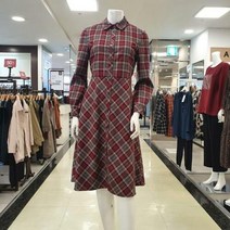 샤트렌(CHATELAINE) 여성 간절기 트렌치형 원피스 세미플레어 미디기장 체크패턴/울산점