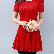 라오농 여름옷 큰 사이즈 여성복 중 긴팔 레이스 셔츠 라운드 칼라 허리 치마자락 블라우스 날씬해 보이는 블라우스 여성 쉬폰 프릴 반팔 롱 블라우스 레이스+Lfe668801
