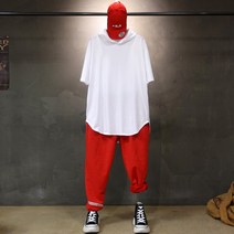 오버홀릭 오버홀릭 오버핏 레이어드 롱 후드티 반팔티 티셔츠