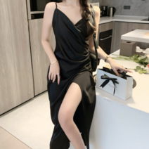 여성 셔링 로브 스타일 로맨틱 무드 롱 원피스