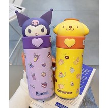 산리오 텀블러 시나모롤 쿠로미 마이멜로디 폼폼푸린 텀블러 물병 보온병 350ml 항공배송 다나에+Lin Lin Co. Ltd. 그립톡, 쿠로미 텀블러