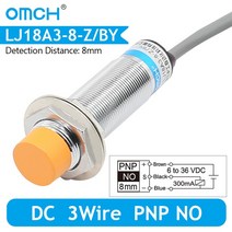 OMCH M18 유도 근접 센서 스위치 감지 PNP NPN NO/NC DC 6V-36V 범위 5mm 8mm, 05 DC 3 Wire PNP NO
