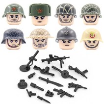 중국레고 밀리터리 군사 군인 이탈리아 프랑스 피규어 인쇄 헬멧 빌드 블록 ww2 소련 군대 영국 미국 무기 총 부품 벽돌 장난감, xy108-1-8pcs