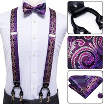 멜빵 하이-넥실크 성인 남성 클래식 블랙 플로랄 웨딩 파티 pre-tied bow tie and suspenders braces mens