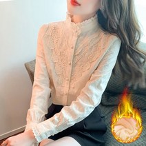 가 겨울 기모 어로폼 블라우스 레이스 이너 때