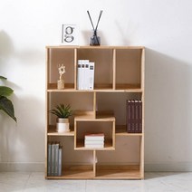 Sunshine 고무나무 3단 낮은책장 장식장 선반장 격자 칸막이 800