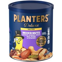 PLANTERS 디럭스 믹스넛 헤이즐넛 432g. 재밀봉 가능 캐니스터 - 캐슈 아몬드 피스타치오 피칸을 땅콩 기름에 볶은 바다 소금 코셔 짭짤한 스낵, Mixed Nuts with Hazelnuts, 432.3g