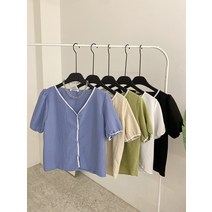 허니제이 / 르힘 레이스 퍼프소매 반팔 블라우스(5color)