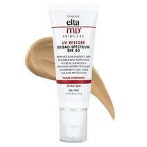 EltaMD UV 리스토어 틴트 안티에이징 페이스 자외선 차단 광범위 스펙트럼 SPF 40 햇빛에 손상된 피부를 개선하는 미네랄 모이스처라이저 오일 프리 무향 기름지지 않음 59., 1개