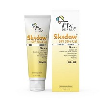 Fixderma Shadow SPF 50+ 젤 이산화티타늄 및 산화아연 자외선 차단 | 얼굴용 50 광범위한 스펙트럼 UVA UVB 보호 방수 - 74.8g(2.6온스)