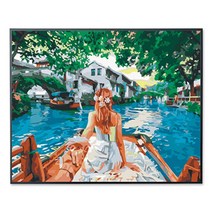 DIY 명화 그리기 너의 이름은 명장면 애니 굿즈 유화 칠하기 색칠 공부 피포 페인팅, 40x50 블랙 테두리 + N + 단독