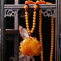 호박목걸이 호박밀랍 여성 닭기름 엘로 늙은 물방울 펜던트 스웨터 체인 롱 남성 에스닉 무드 조각 액세서리 2785338002, 구슬 체인 /장미꽃