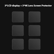 insta360 one r 트윈 에디션 및 insta 360 one r 4k 광각 카메라 len lcd 필름 강화 유리 보호 화면 보호기, 3팩 LCD 및 4K