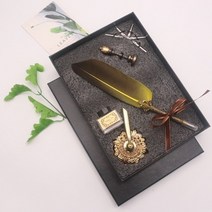 만년필선물의미 입문 쓰는법 각인 파우치 케이스 잉크 충전 자연 거위 깃털 물에 담근 만년필 서예 럭셔리 선물 상자 세트 깃털 서예 세트, 노란색1, 협력사