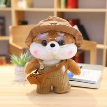 PKTOYS DIY귀여운 애착 오가닉 강아지인형 봉제 동물 크리스마스 명절 선물, 갈색-동생 모자, 30cm
