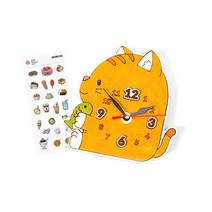 레디코 모양 시계 DIY 키트 만들기 재료 캐릭터 동물 시간 공부 학습 교구 세트 어린이 초등 돌봄 우드 팬시 공예, 고양이(사은품 증정), 1개