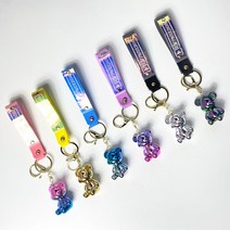홀로그램 오로라 브릭베어 러버 스트랩 키링 6Colors, 1 핑크, 1 핑크