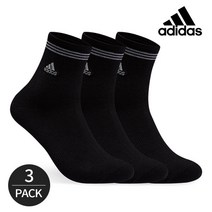 [국내생산]아디다스 남성 퍼포먼스 삼선 미드컷 자수 중목양말 3족세트 블랙, FREE