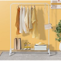 옷정리 사무실용 원룸용 심플 조립쉬움 의류행거 고시원용 봉제공장용 깔끔수납 자취용, 1단행거 화이트