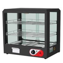 매장용 업소용 온장기 온도조절 쇼케이스 제빵 진열, 정방형 소형 2층 양문형 블랙 공식 규격