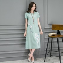 마원피스 면린넨 티 유니폼 와이드 루즈핏 부처님 롱 단아한 에스닉 차이나 여름 중국식 클래식 여성의류 2172653608