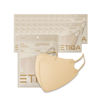 ETIQA 에티카 에어라이트 숨쉬기편한 새부리형 마스크, 20매, 베이직 베이지 대형