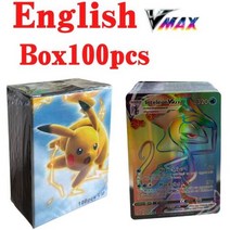 포켓몬스터 카드 포켓몬 vstar 라벨 팀 gx vmax 코치 에너지 샤이닝 게임 카스텔라노 영어 프랑스어 한국어 스페인어 독일어 완구, English100pcsVMAX