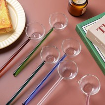 롱 핸들 유리 숟가락 디저트 커피 대형 스푼 투명 베이킹, 찐그린