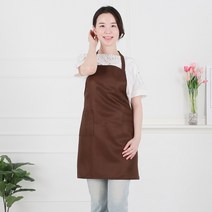 클린유니폼 공방 주방 식당 서빙 카페 방수 서빙용 단체 행사 기본 미용실 민자 앞치마 목걸이형 7컬러, 브라운