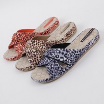 2.5cm 여성 빅사이즈 260까지 엑스 호피 패브릭 슬리퍼