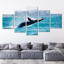 인메이블 거실 인테리어 캔버스 액자 57종 대형 분할 그림 북유럽 카페 풍경 사진 식물 집들이 선물 소품, 19.[I] 블루웨일 5세트, 3.초대형(가로50cm x 5개 세트)