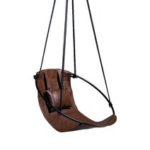 Mern Living 가죽 걸이 의자 - 수제 모던 그네 의자 침실 정원 파티오 및 발코니용 걸이 의자 124.7kg(250파운드) 용량 | 실내 및 실외 걸이 의자, Brown