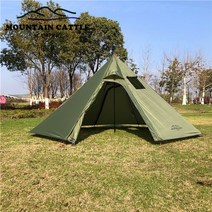 여름용 텐트 3-4인용 초경량 야외 캠핑 천막 피라미드 몽골 돔형 감성타프 원터치 육각, 육군 녹색