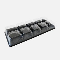 화과자 케이스 일체형 색상선택 10구 (양갱 떡 한과 포장 플라스틱 페트), 1개, 검은색