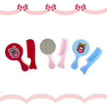 꾸밈팬시 귀여운 빗 거울 세트 귀여운 동물 디자인 1개 랜덤발송 캐릭터 미용 화장 미러 휴대용, 랜덤