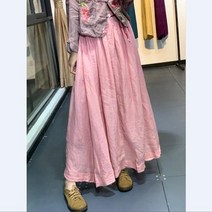 예쁜 플레어 린넨스커트 밴딩 여름 A라인 롱치마 빅사이즈