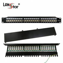 랜스타 19인치 CAT.6A 24포트 패치판넬 통신랙 액세서리 LS-P197-2410G, 1개