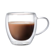 커피잔 이중 내열 유리컵 창의 단열수 컵 냉음료 우유컵 주스컵 머그컵, 더블 컵250ml, 비규격