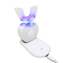 360 도 지능형 자동 음파 전동 칫솔 USB 충전식 울트라 소닉 U 모양 4 모드 타이머, (200003699)Gen 1 Adults White
