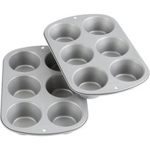 윌튼 레시피 라이트 논스틱 6컵 점보 머핀팬 2개(1팩), 2 count (Pack of 1), Muffin Pan