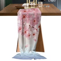 테이블보봄벚꽃 태양 강 레트로 쉬어 쉬폰 테이블 러너 국가 웨딩 파티 Tulle Voile 천으로 홈 인테리어, 02 69x304cm, 10 HZF04124