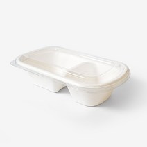 더팩컴퍼니 사각타원펄프용기 2칸 100개(뚜껑별매), 1세트, 100개