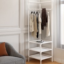 2단 코너 행거 미니 헹거 고정식 구석 모서리 폴 블랙, 블랙2단