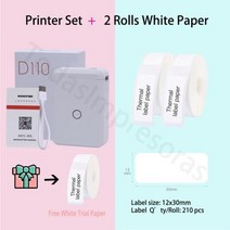 Niimbot-D110 미니 포켓 감열식 라벨 메이커 기계 올인원 DIY 날짜 스티커 다양한 용지, Add 2 Rolls 12x30_