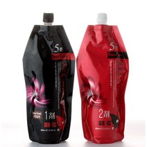 본코스메틱 퍼펙트퓨전 오징어먹물 5분 퀵스피드 컬라크림 염색약 1제 450ml + 2제 450ml, 흑색, 5세트