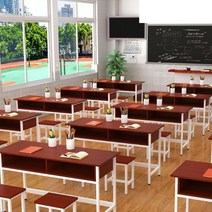 2인 학원 교습소 공부 책상 서랍있는 강의실 데스크, 월넛2인