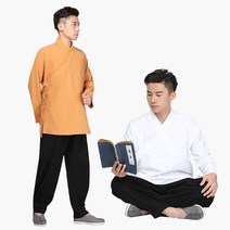스님 평신도 옷 명상 템플스테이 긴팔 티셔츠 화이트
