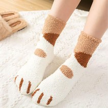 귀여운 고양이 발모양 여자 겨울 보온 수면 양말 1p 털양말
