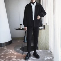 남성 캐주얼 정장 한국판 트렌드 루즈핏 정장 아우터 원피스에 멋스러운 건달 재킷 코디 패션